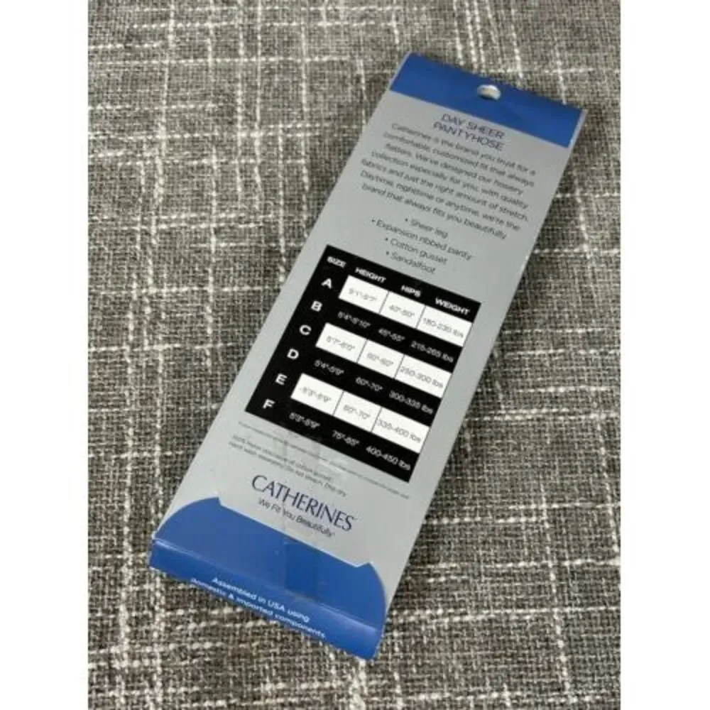 Catherine's Day Sheer Pantyhose Plus Size C Black New Up‎ to 6'0